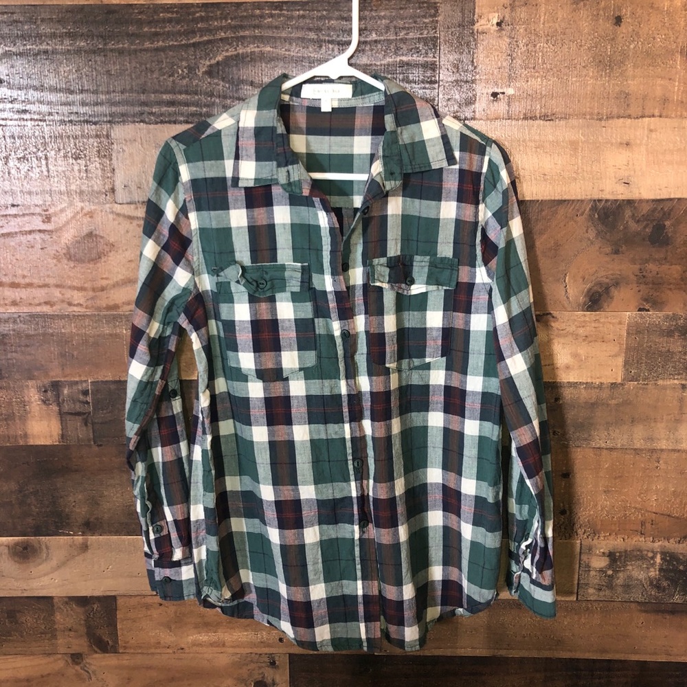 Eden and Olivia plaid button up